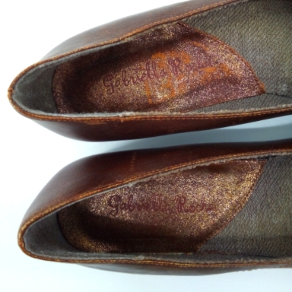 Gabrielle Rocha Bronze Jeweled Gem Flower Shoes 5.5 Brown Ballet Flats - Picture 8 of 13